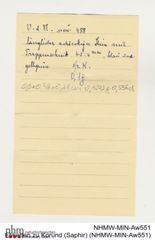 Etiketten zu Korund (Saphir) (NHMW-MIN-Aw551)